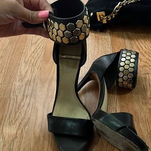 Marciano black with gold strap heels